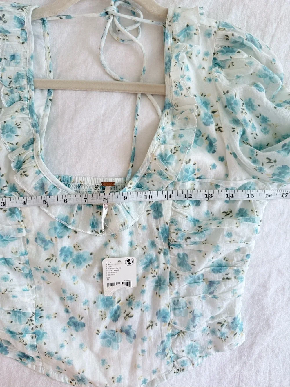 NWT Free People Another Life Floral Corset Top Blue White Size M $98